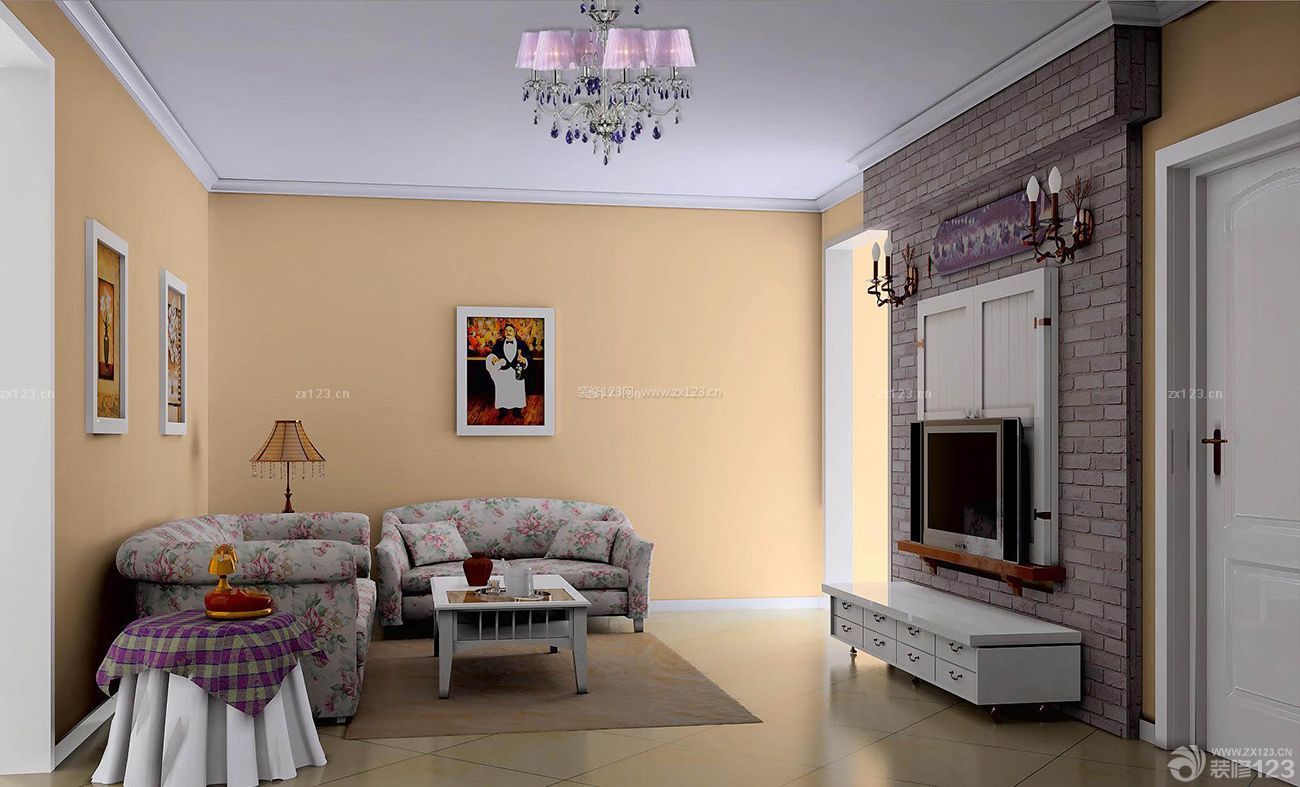 房子家裝客廳裝修設計圖片大全南北80平_裝修123效果圖